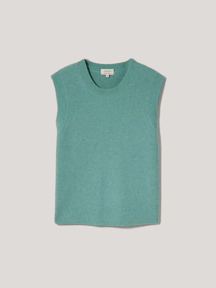 Women Cotton Blend Crew Tank Duck Egg Jigsaw Knitwear and Cashmere