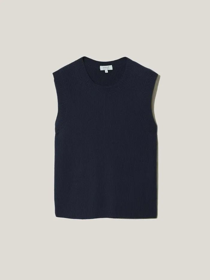 Women Cotton Blend Crew Tank Navy Jigsaw Coords