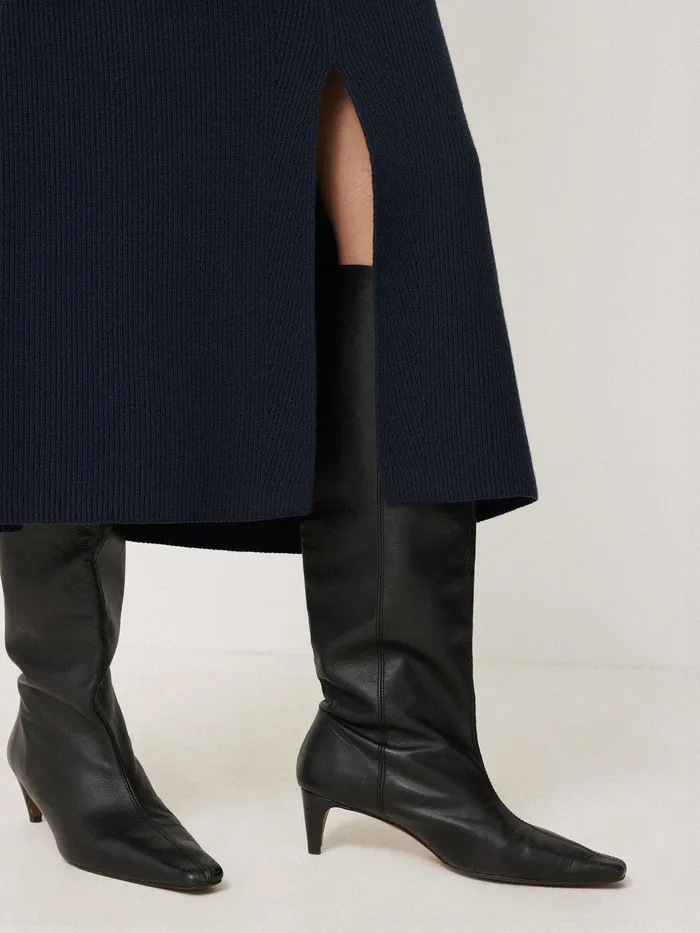 Women Cotton Blend Knitted Skirt Navy Jigsaw Knitwear and Cashmere