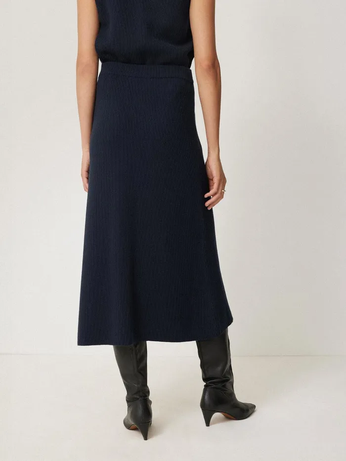 Women Cotton Blend Knitted Skirt Navy Jigsaw Knitwear and Cashmere