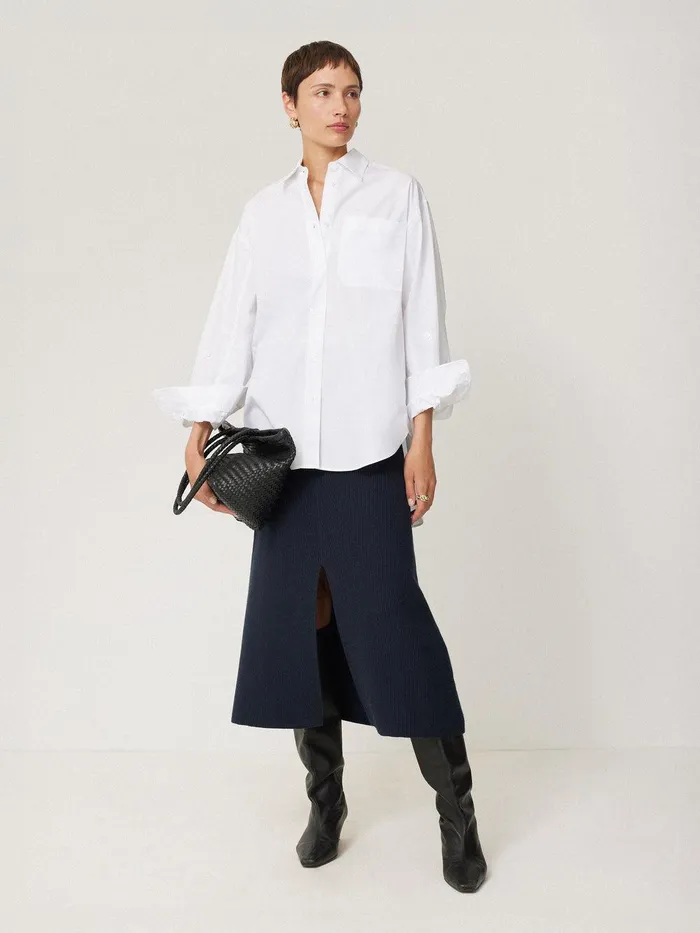 Women Cotton Blend Knitted Skirt Navy Jigsaw Knitwear and Cashmere