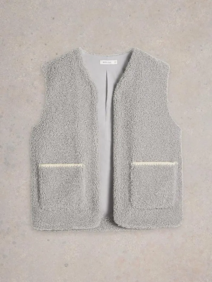 Women Craft Stitch Borg Gilet Light Grey White Stuff Coats and Jackets Women Craft Stitch Borg Gilet Light Grey White Stuff Coats and Jackets