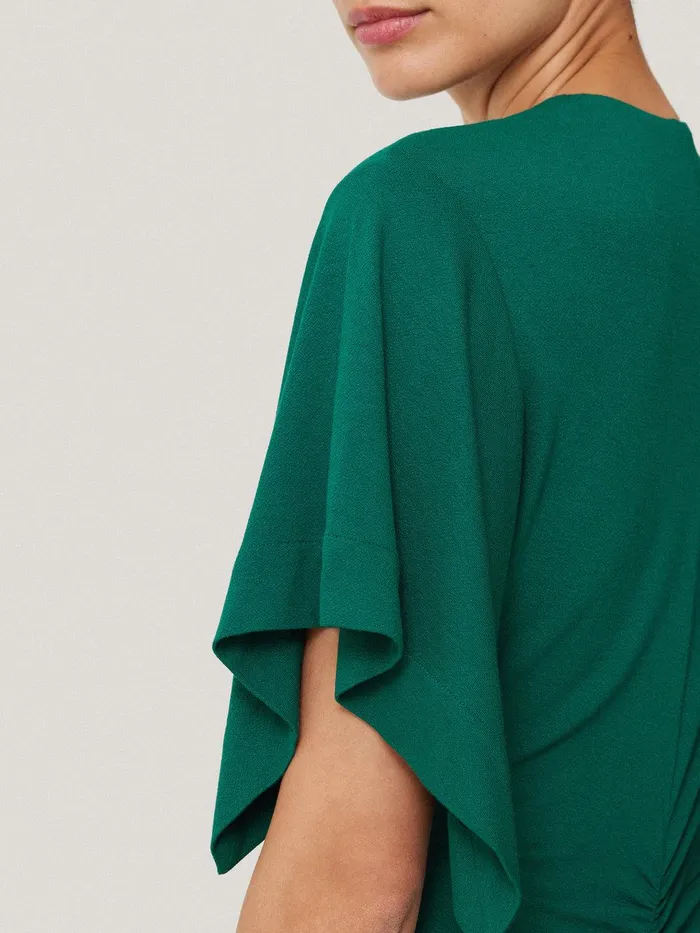 Women Crepe Flutter Sleeve Dress Green Jigsaw Dresses and Jumpsuits