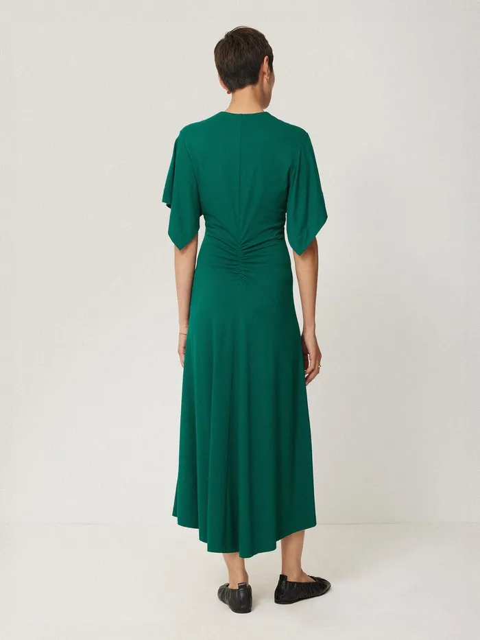 Women Crepe Flutter Sleeve Dress Green Jigsaw Dresses and Jumpsuits