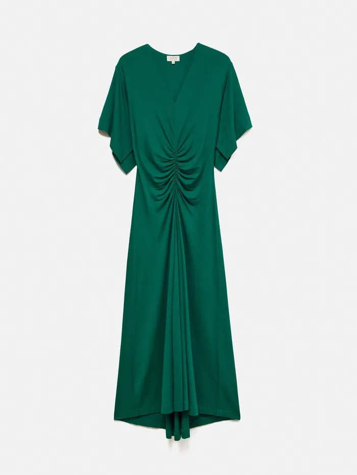 Women Crepe Flutter Sleeve Dress Green Jigsaw Dresses and Jumpsuits