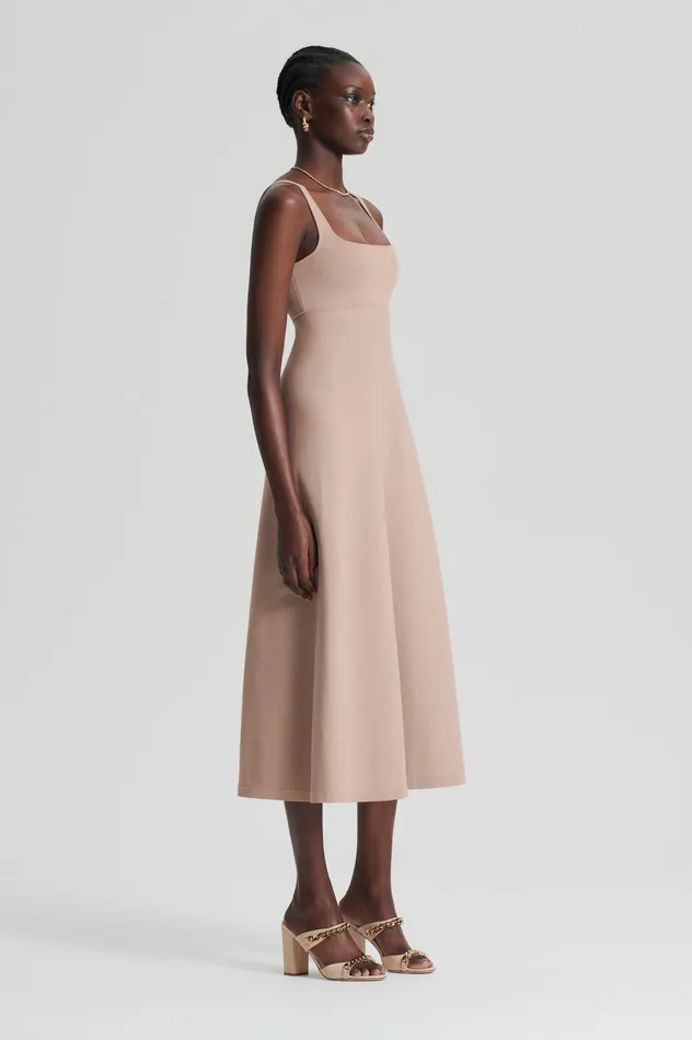Women CREPE KNIT SQUARE NECK DRESS OAT Dresses Scanlan Theodore