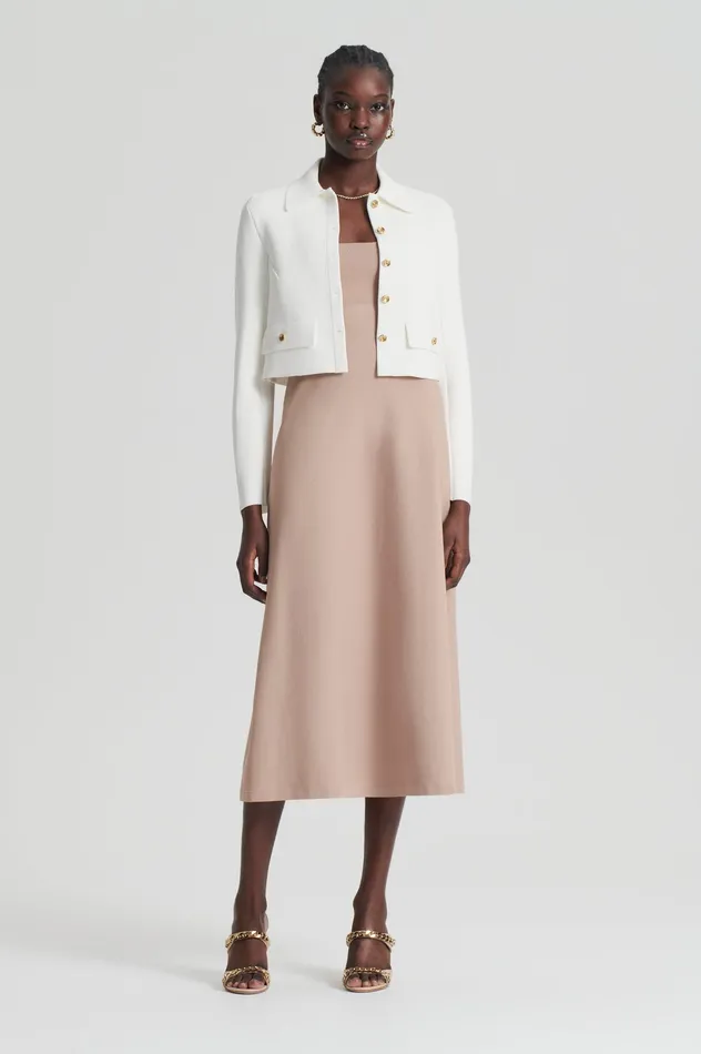 Women CREPE KNIT SQUARE NECK DRESS OAT Dresses Scanlan Theodore