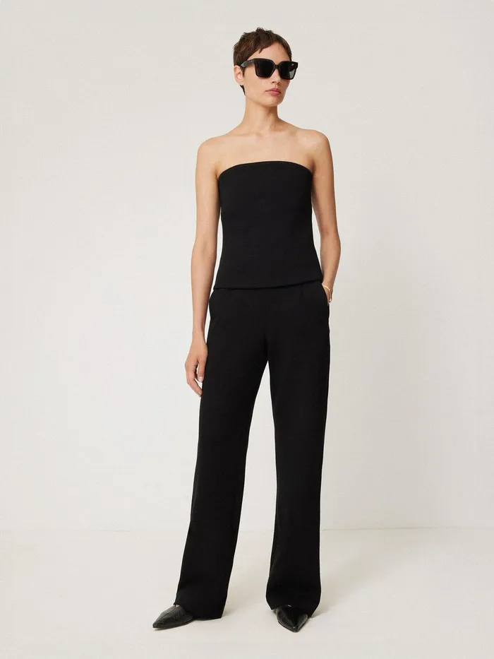 Women Crepe Ponte Jersey Strapless Top Black Jigsaw Party