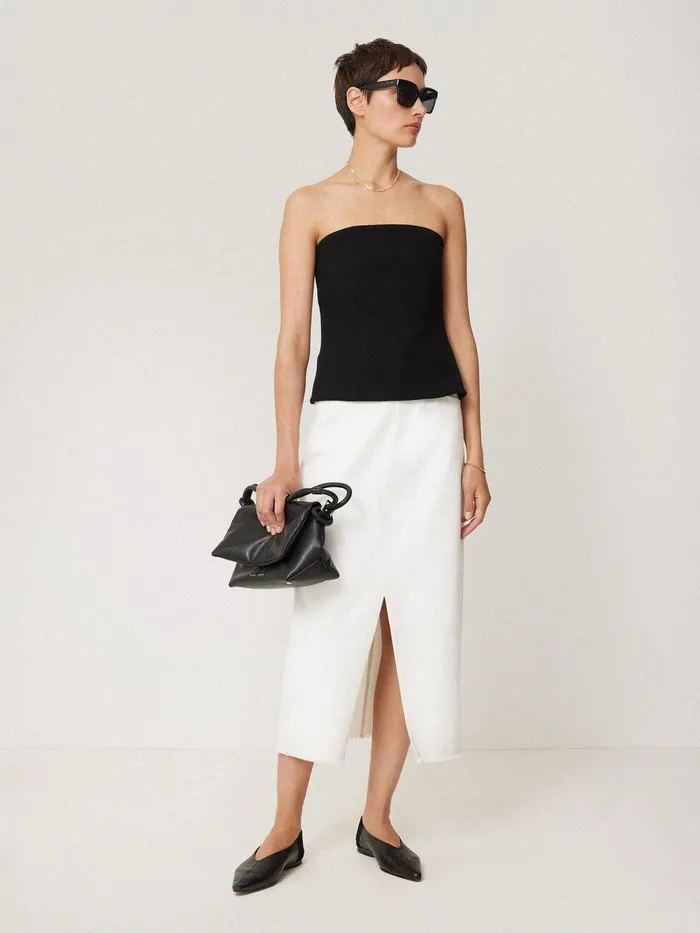 Women Crepe Ponte Jersey Strapless Top Black Jigsaw Party