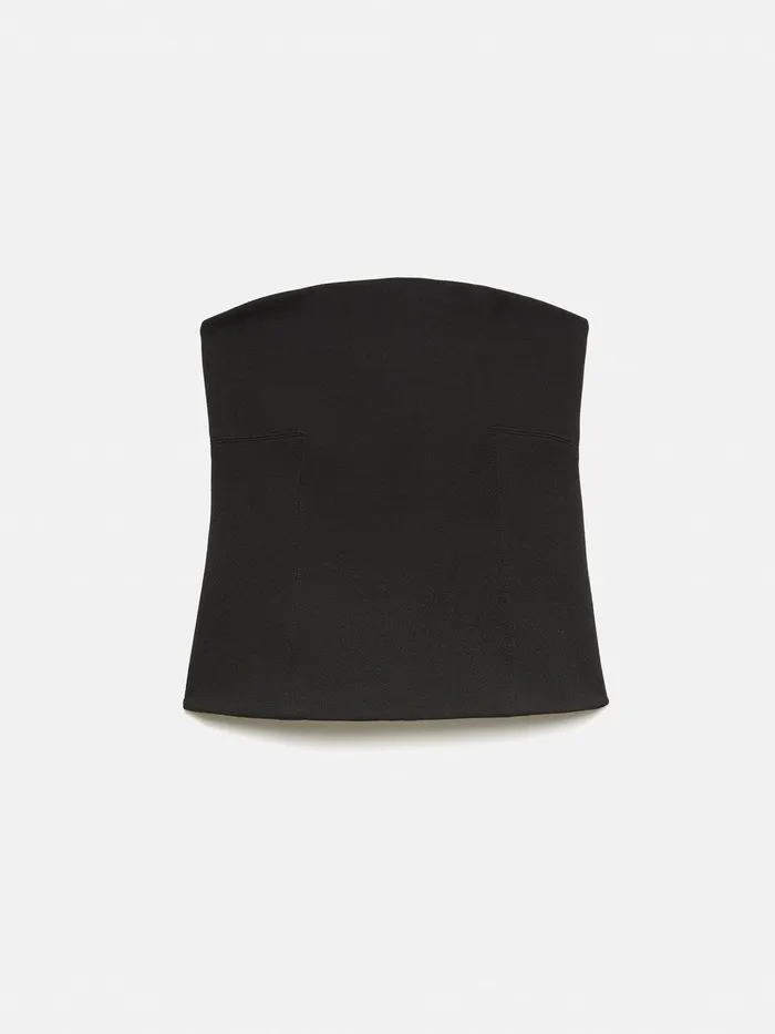Women Crepe Ponte Jersey Strapless Top Black Jigsaw Party