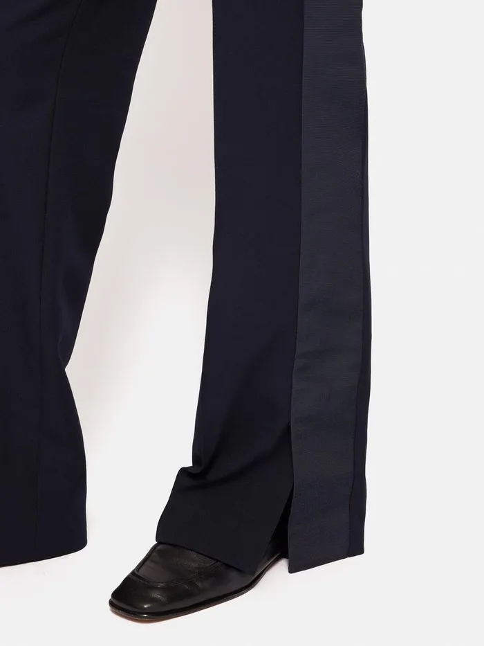 Women Crepe Split Hem Jogger Navy Jigsaw Trousers