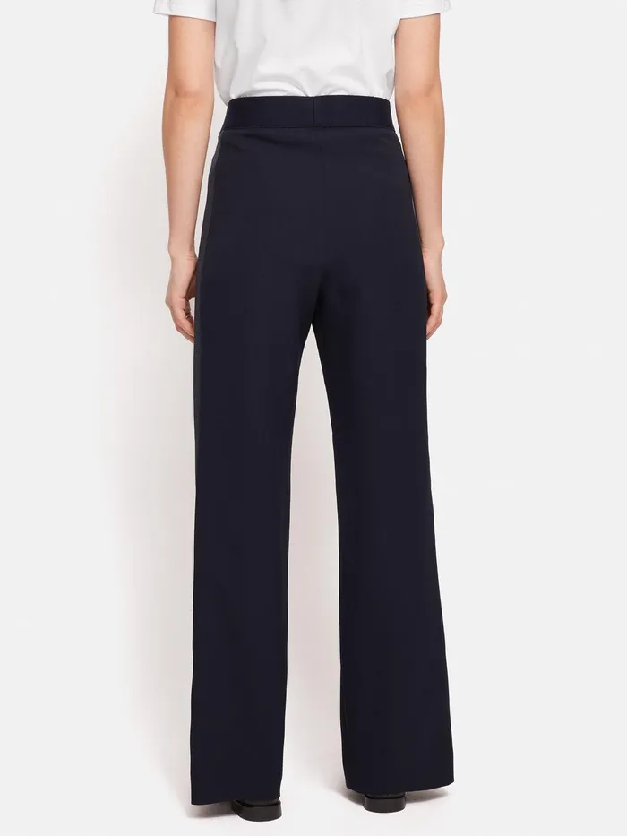 Women Crepe Split Hem Jogger Navy Jigsaw Trousers