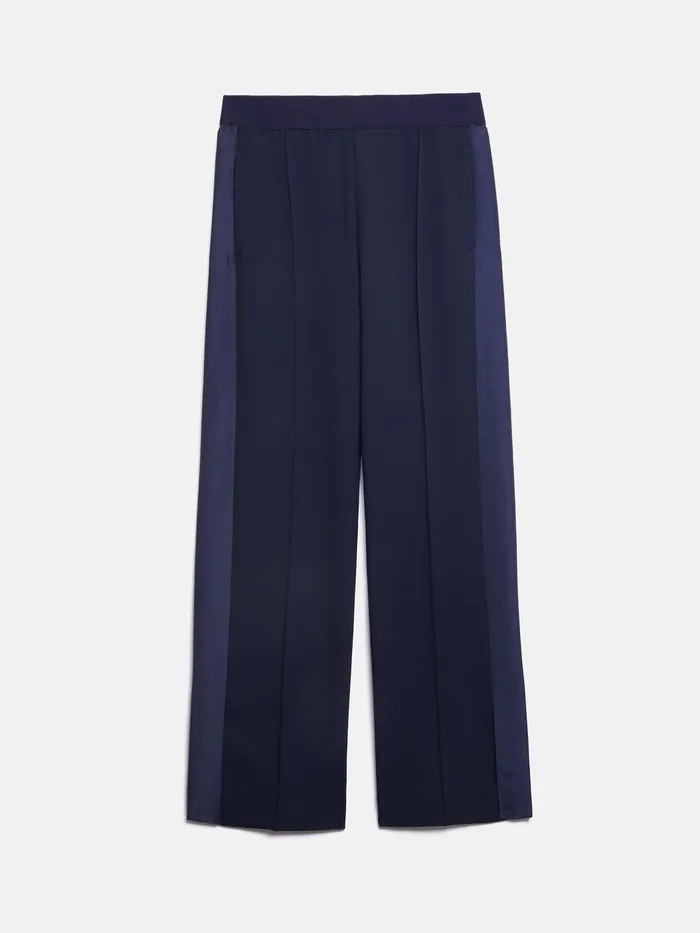 Women Crepe Split Hem Jogger Navy Jigsaw Trousers