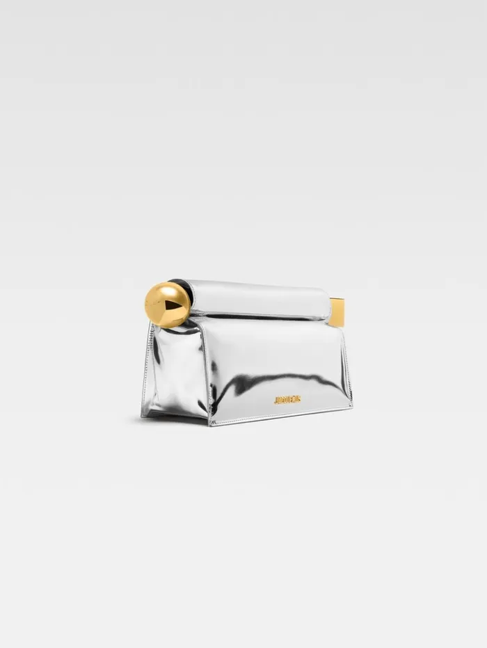 Women Crossbody and Handbags JACQUEMUS The Rond Carr Clutch Silver