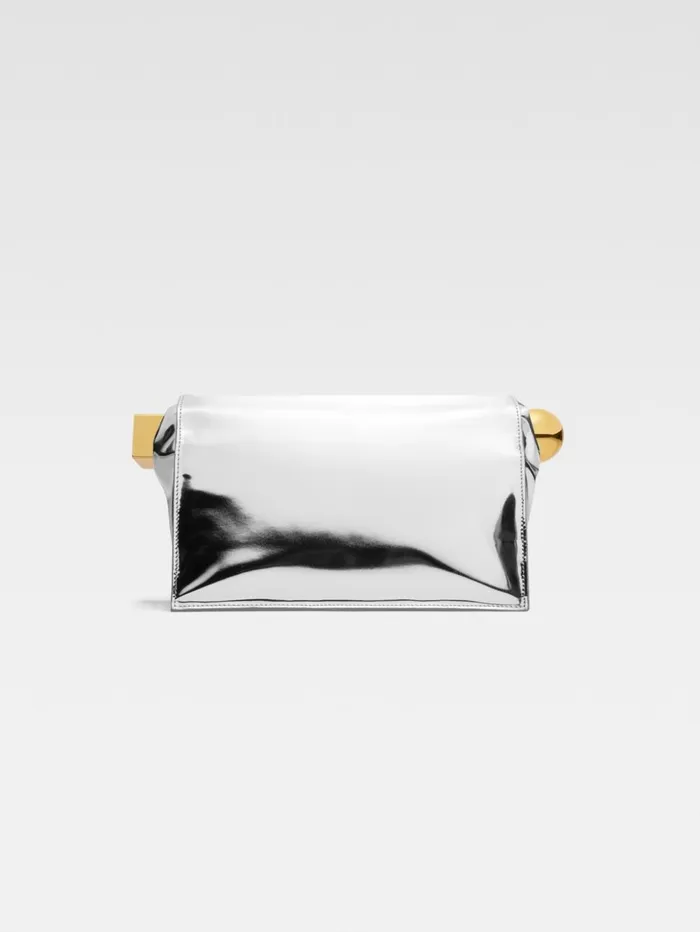 Women Crossbody and Handbags JACQUEMUS The Rond Carr Clutch Silver