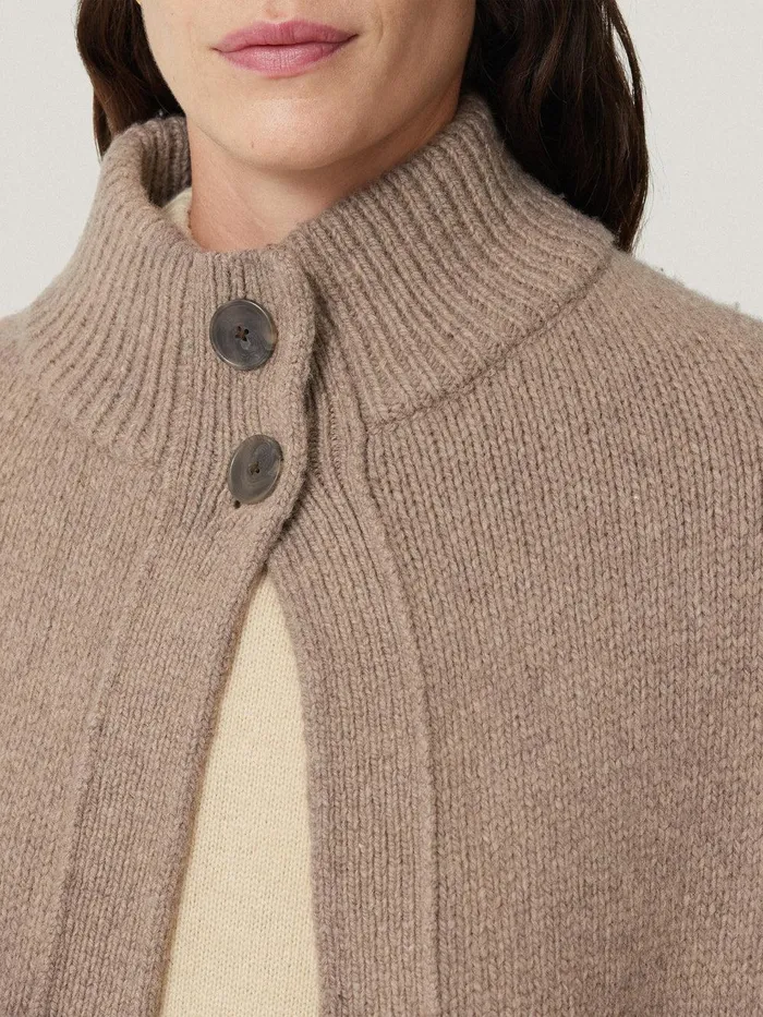 Women Deconstructed Knitted Cape Taupe Jigsaw Knitwear and Cashmere