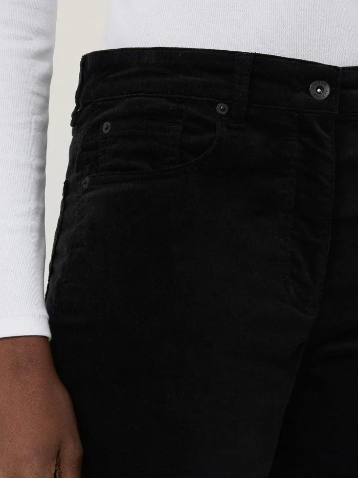 Women Delmont Velvet Tapered Jean Black Jigsaw Trousers