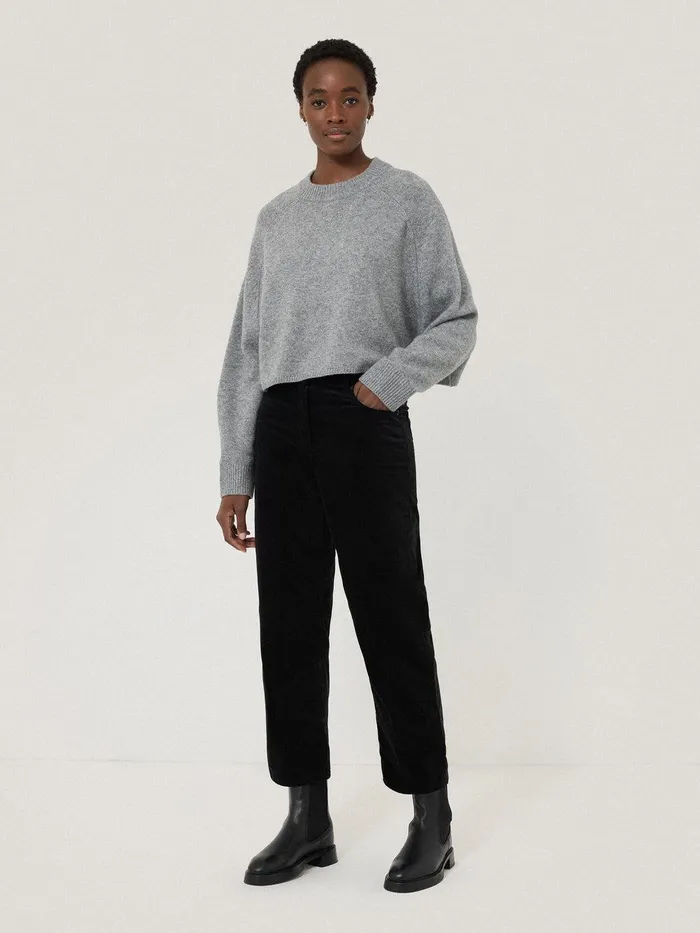 Women Delmont Velvet Tapered Jean Black Jigsaw Trousers