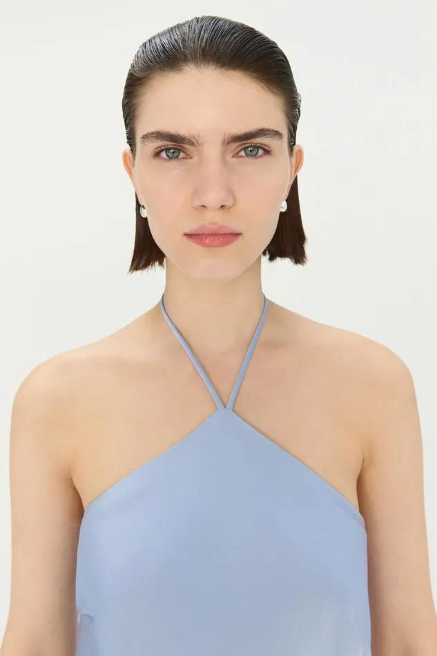 Women Dresses and Jumpsuits Jonathan Simkhai Hansel Gown Blue Halter Neckline Gown