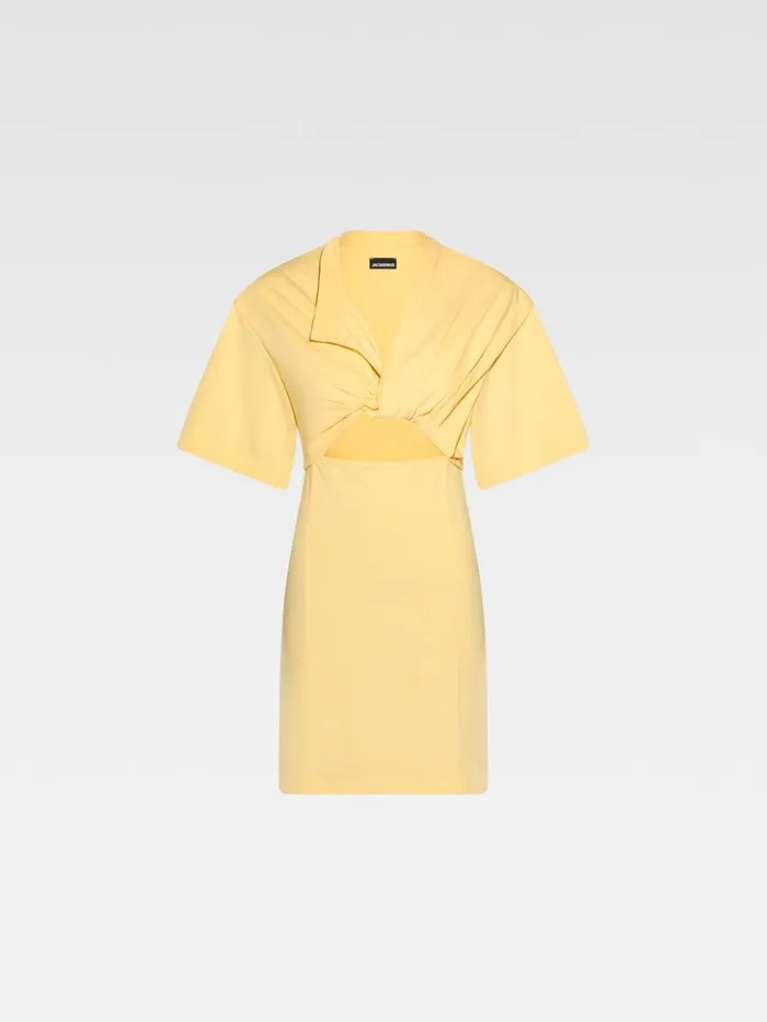 Women Dresses and Skirts JACQUEMUS The Bahia Tshirt Dress Light Yellow Women Dresses and Skirts JACQUEMUS The Bahia Tshirt Dress Light Yellow