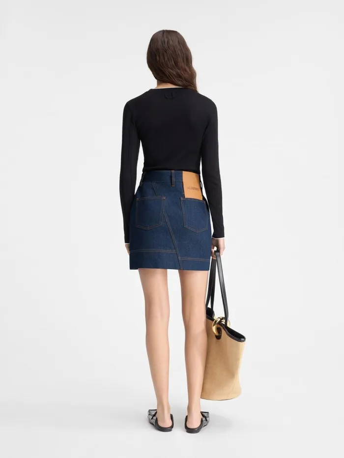 Women Dresses and Skirts JACQUEMUS The DeNmes Denim Mini Skirt Navy Tabac