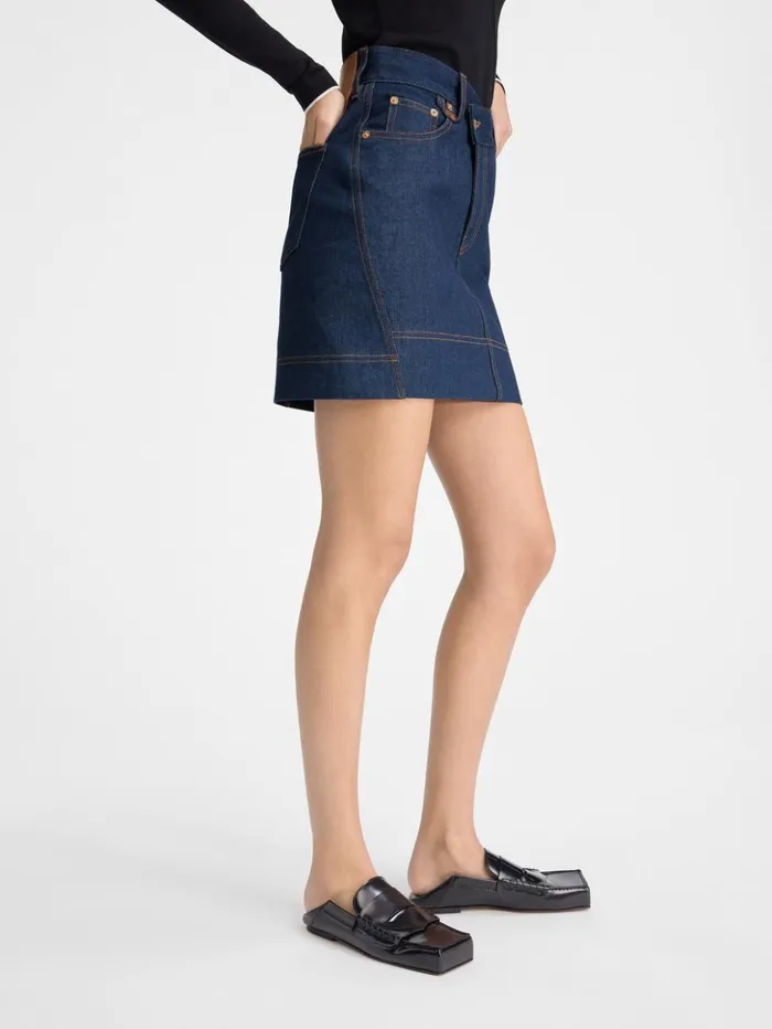 Women Dresses and Skirts JACQUEMUS The DeNmes Denim Mini Skirt Navy Tabac