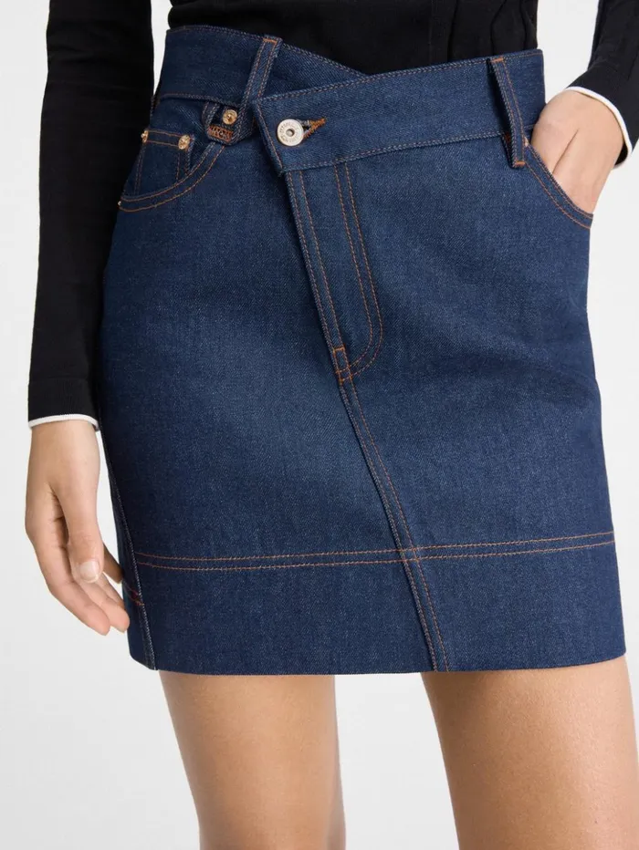 Women Dresses and Skirts JACQUEMUS The DeNmes Denim Mini Skirt Navy Tabac