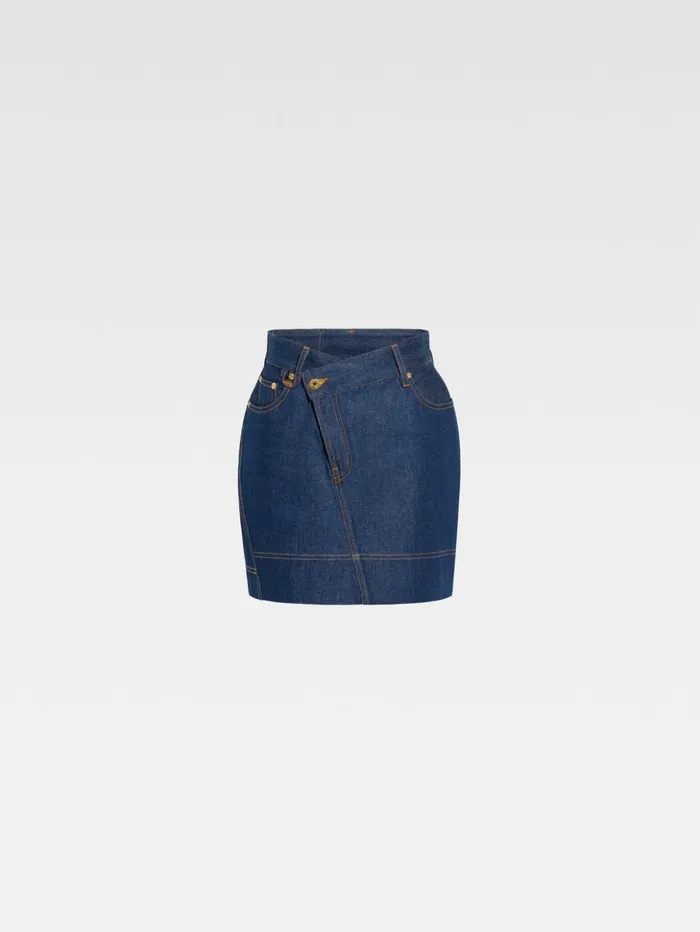 Women Dresses and Skirts JACQUEMUS The DeNmes Denim Mini Skirt Navy Tabac