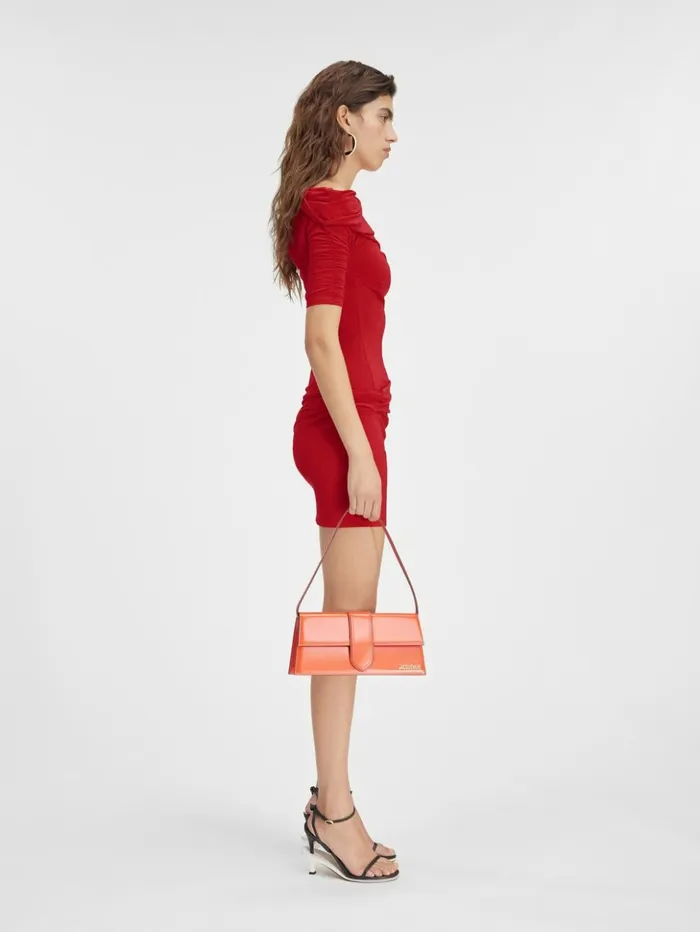 Women Dresses and Skirts JACQUEMUS The Drapeado Mini Dress Dark Red Women Dresses and Skirts JACQUEMUS The Drapeado Mini Dress Dark Red