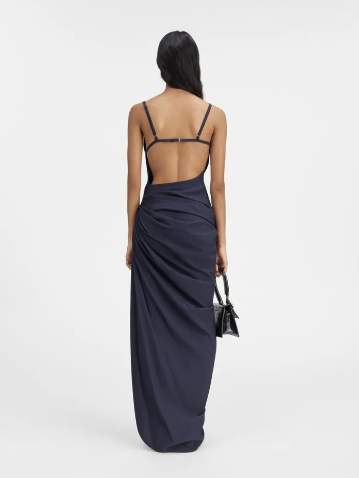 Women Dresses and Skirts JACQUEMUS The Saudade Long Dress Dark Navy Women Dresses and Skirts JACQUEMUS The Saudade Long Dress Dark Navy