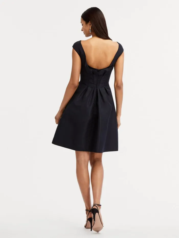 Women Dresses Oscar De La Renta Cap Sleeve Ruffle Back Dress Dark Navy Women Dresses Oscar De La Renta Cap Sleeve Ruffle Back Dress Dark Navy