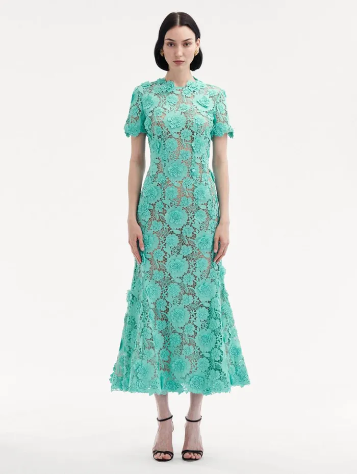 Women Dresses Oscar De La Renta Floral Guipure Cocktail Dress Soft Mint