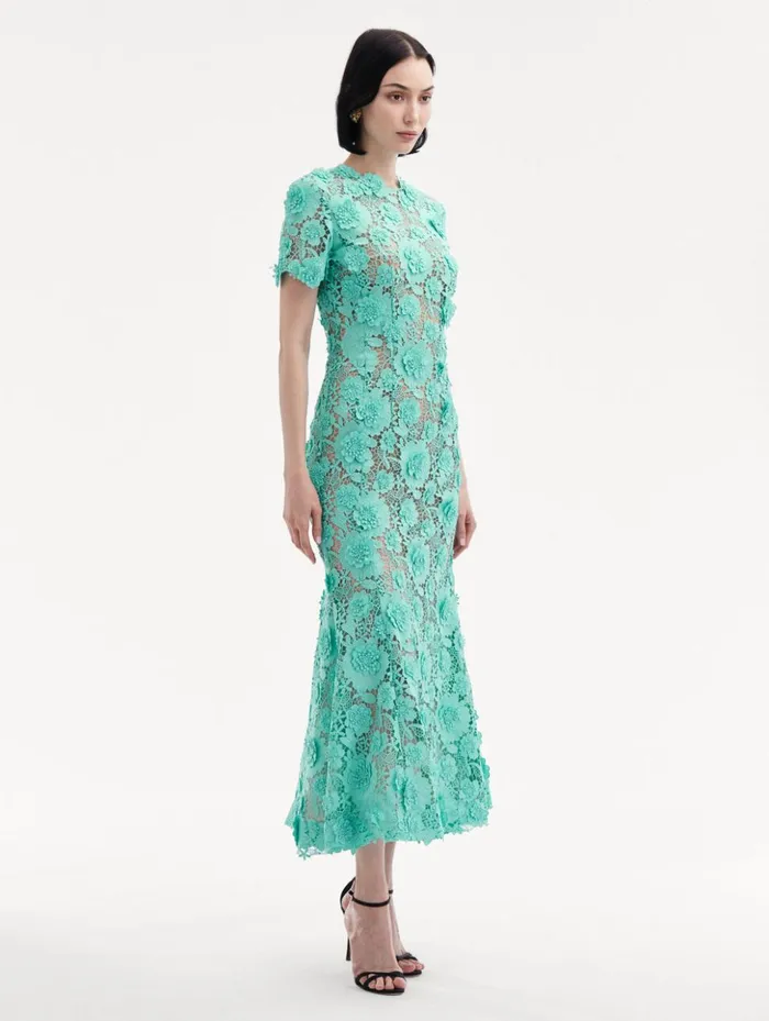 Women Dresses Oscar De La Renta Floral Guipure Cocktail Dress Soft Mint