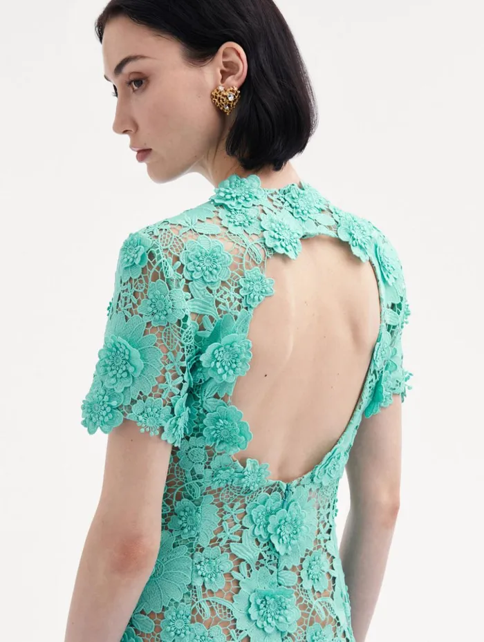 Women Dresses Oscar De La Renta Floral Guipure Cocktail Dress Soft Mint