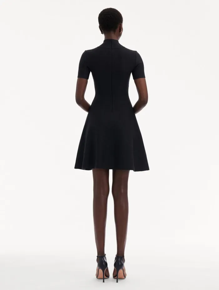 Women Dresses Oscar De La Renta O Flower Knit Mini Dress Charcoal Women Dresses Oscar De La Renta O Flower Knit Mini Dress Charcoal