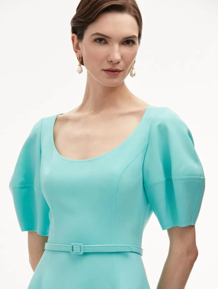 Women Dresses Oscar De La Renta Puff Sleeve Wool Dress Soft Mint