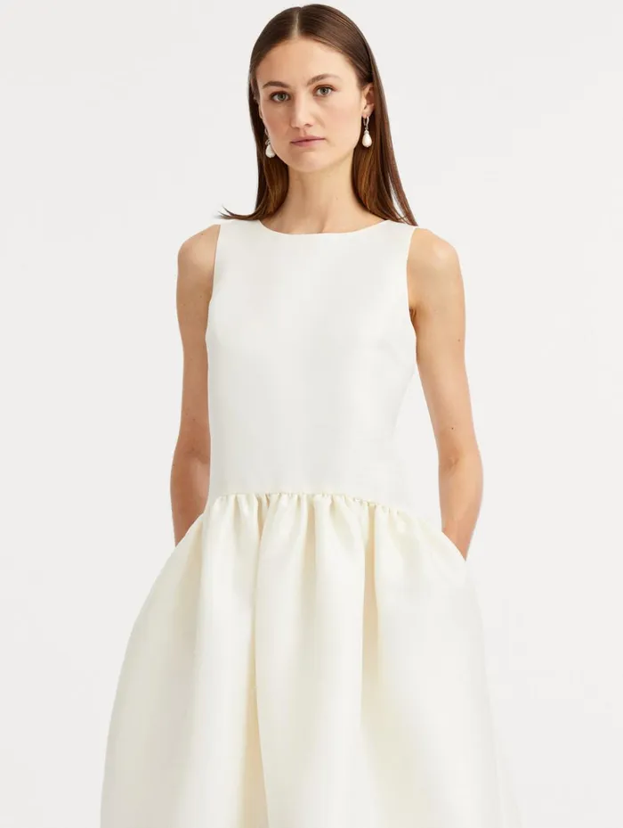 Women Dresses Oscar De La Renta Silk Drop Waist Cocktail Dress Ivory Women Dresses Oscar De La Renta Silk Drop Waist Cocktail Dress Ivory
