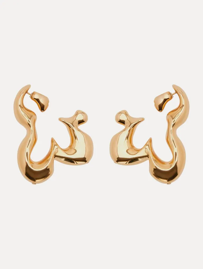 Women Earrings Oscar De La Renta Abstract Flower Hoop Earrings Gold