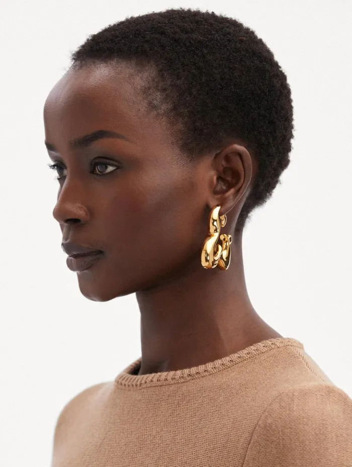 Women Earrings Oscar De La Renta Abstract Flower Hoop Earrings Gold Women Earrings Oscar De La Renta Abstract Flower Hoop Earrings Gold