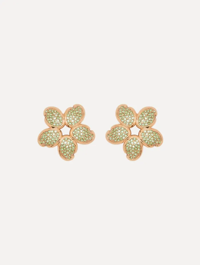 Women Earrings Oscar De La Renta Crystal O Flower Earrings Chrysolite