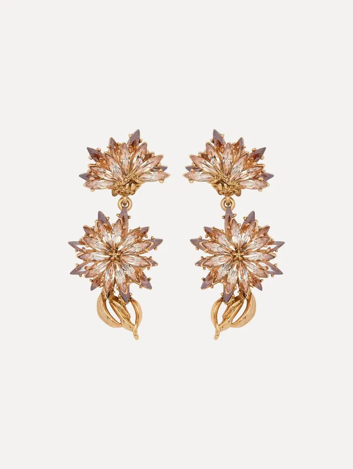 Women Earrings Oscar De La Renta Dandelion Drop ClipOn Earrings Rose