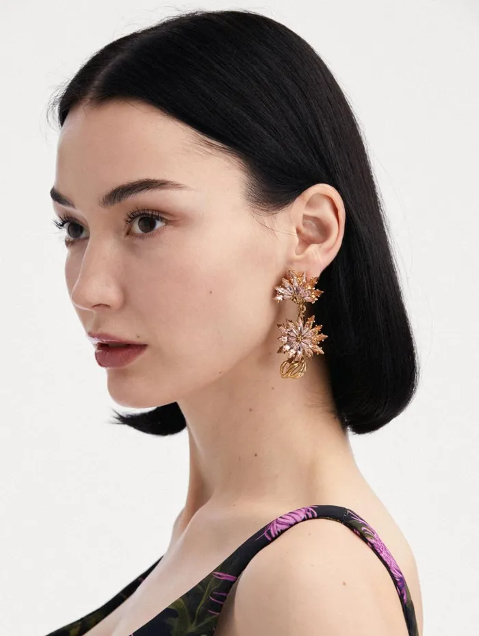 Women Earrings Oscar De La Renta Dandelion Drop ClipOn Earrings Rose Women Earrings Oscar De La Renta Dandelion Drop ClipOn Earrings Rose