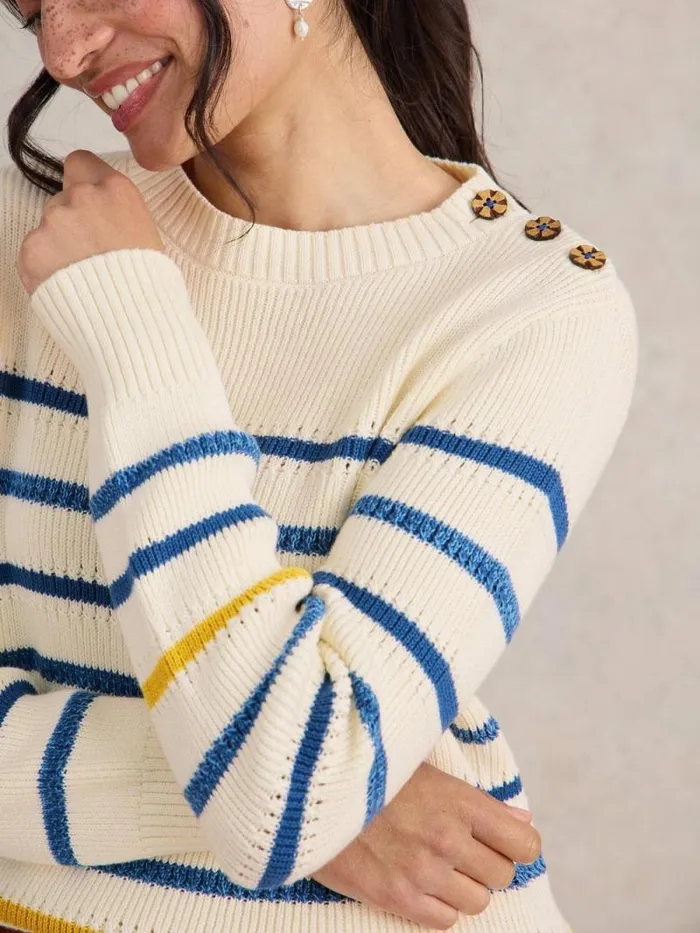 Women ELLIE STRIPE JUMPER Natural Multi White Stuff Knitwear Women ELLIE STRIPE JUMPER Natural Multi White Stuff Knitwear