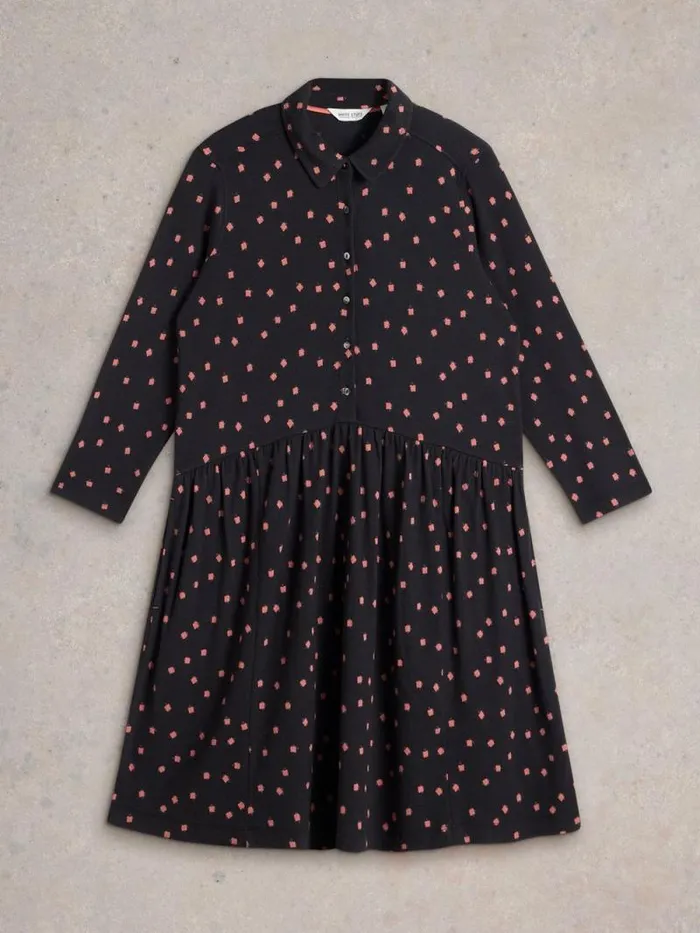 Women Everly Jersey Rib Shirt Dress Black Print White Stuff Dresses Women Everly Jersey Rib Shirt Dress Black Print White Stuff Dresses