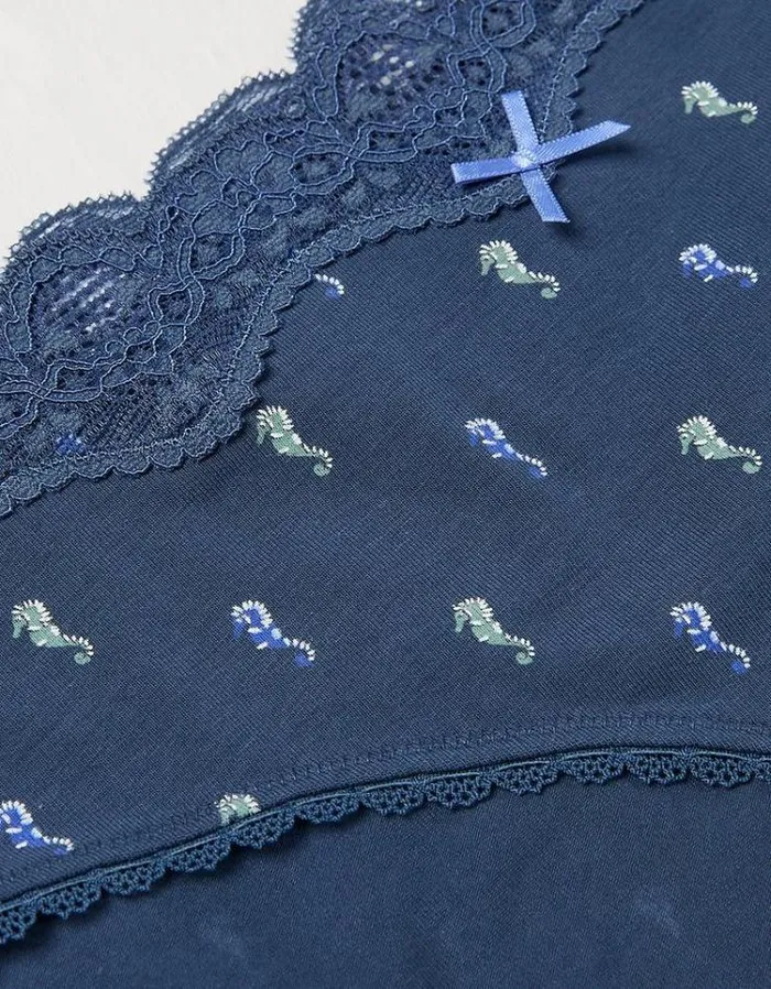 Women FatFace Buy 2 Get 1 Free Underwear Seahorse Mini Knickers Navy