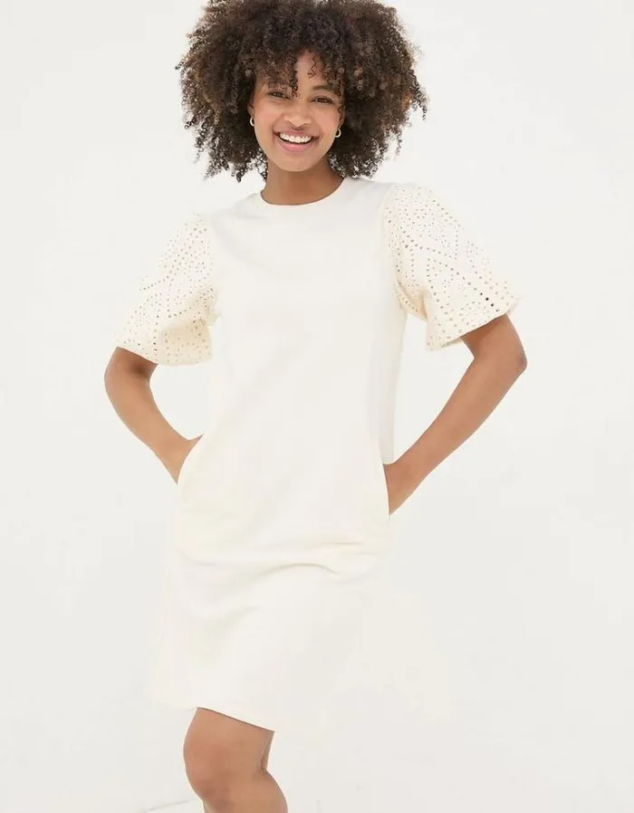 Women FatFace Festival Collection Enya Jersey Dress Off White