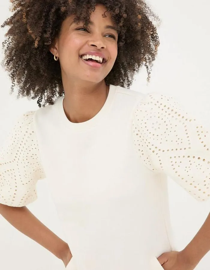 Women FatFace Festival Collection Enya Jersey Dress Off White