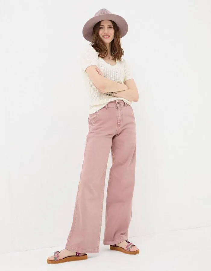Women FatFace Jeans and Dungarees Cassie Wide Leg Rose Pink