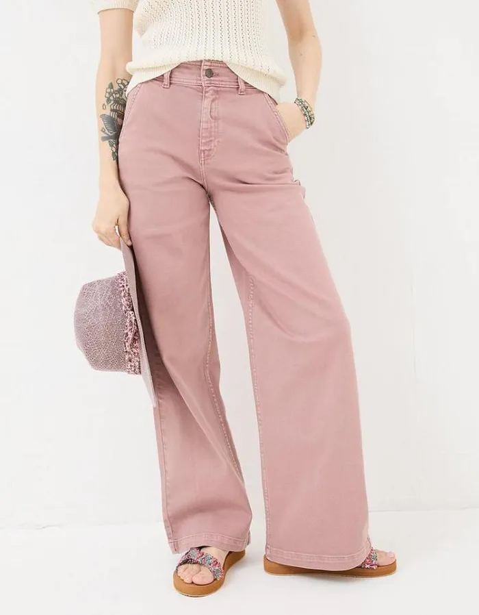 Women FatFace Jeans and Dungarees Cassie Wide Leg Rose Pink