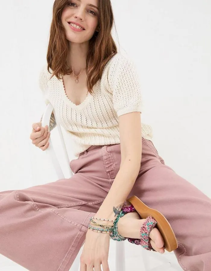 Women FatFace Jeans and Dungarees Cassie Wide Leg Rose Pink